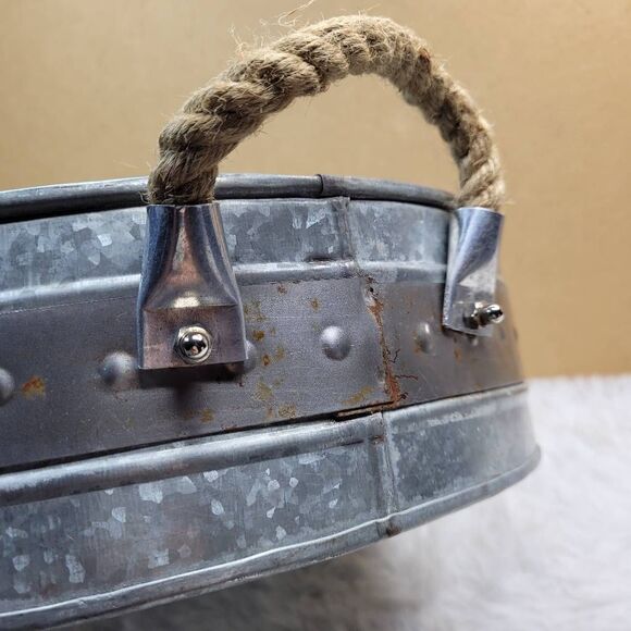 Galvanized Oval Tin Rustic Serving Tray - Picture 3 of 6